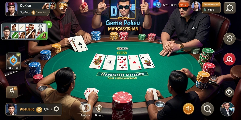 Tampilan screenshot utama D73 menampilkan serunya permainan Poker.