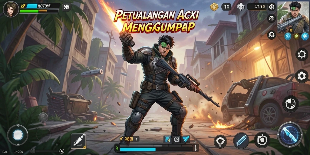 Screenshot menunjukkan aksi mendebarkan dalam permainan HOT985.