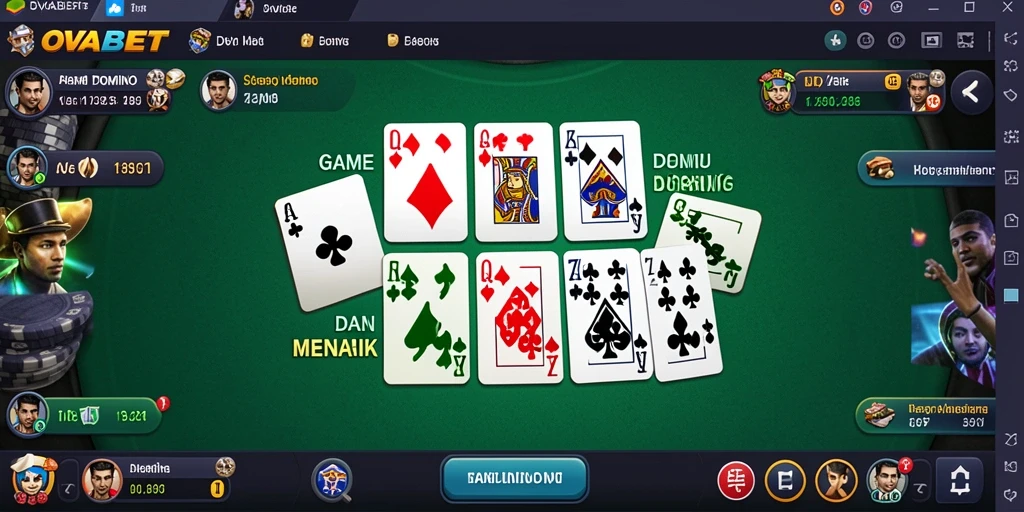 Tampilan gameplay seru dalam OVABET saat bermain domino.