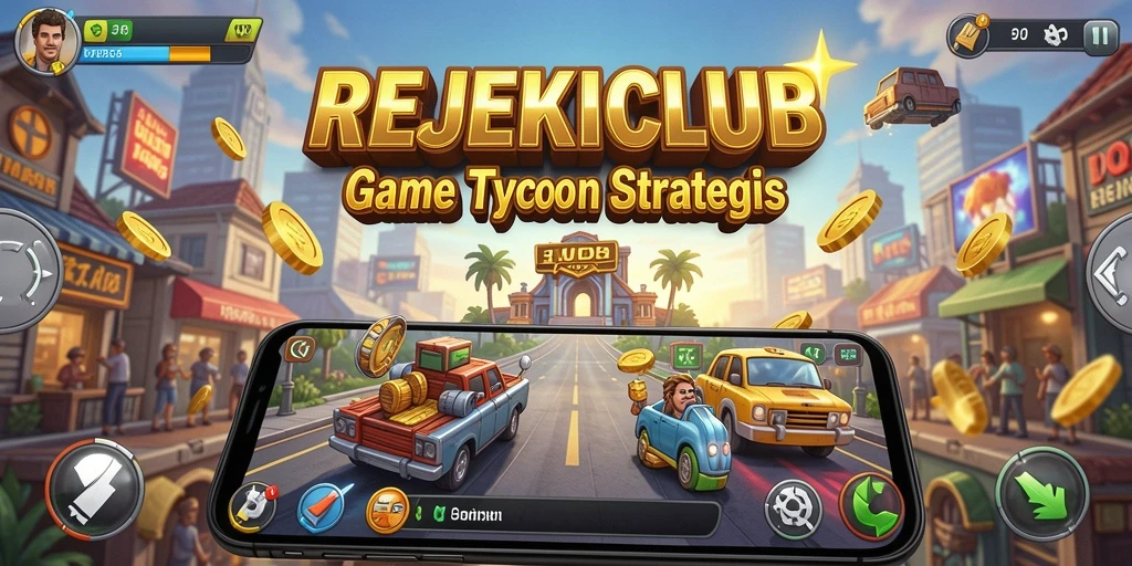 Tampilan gameplay menarik dari REJEKICLUB dengan elemen Tycoon yang seru.
