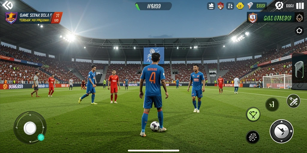 Tangkapan layar utama dari gameplay WAK89 menampilkan aksi di lapangan sepak bola.