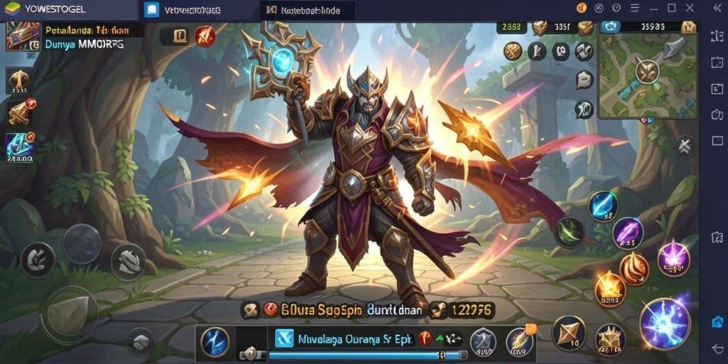 Screenshot gameplay <strong>YOWESTOGEL</strong> menunjukkan pertempuran seru antara pahlawan dan monster.